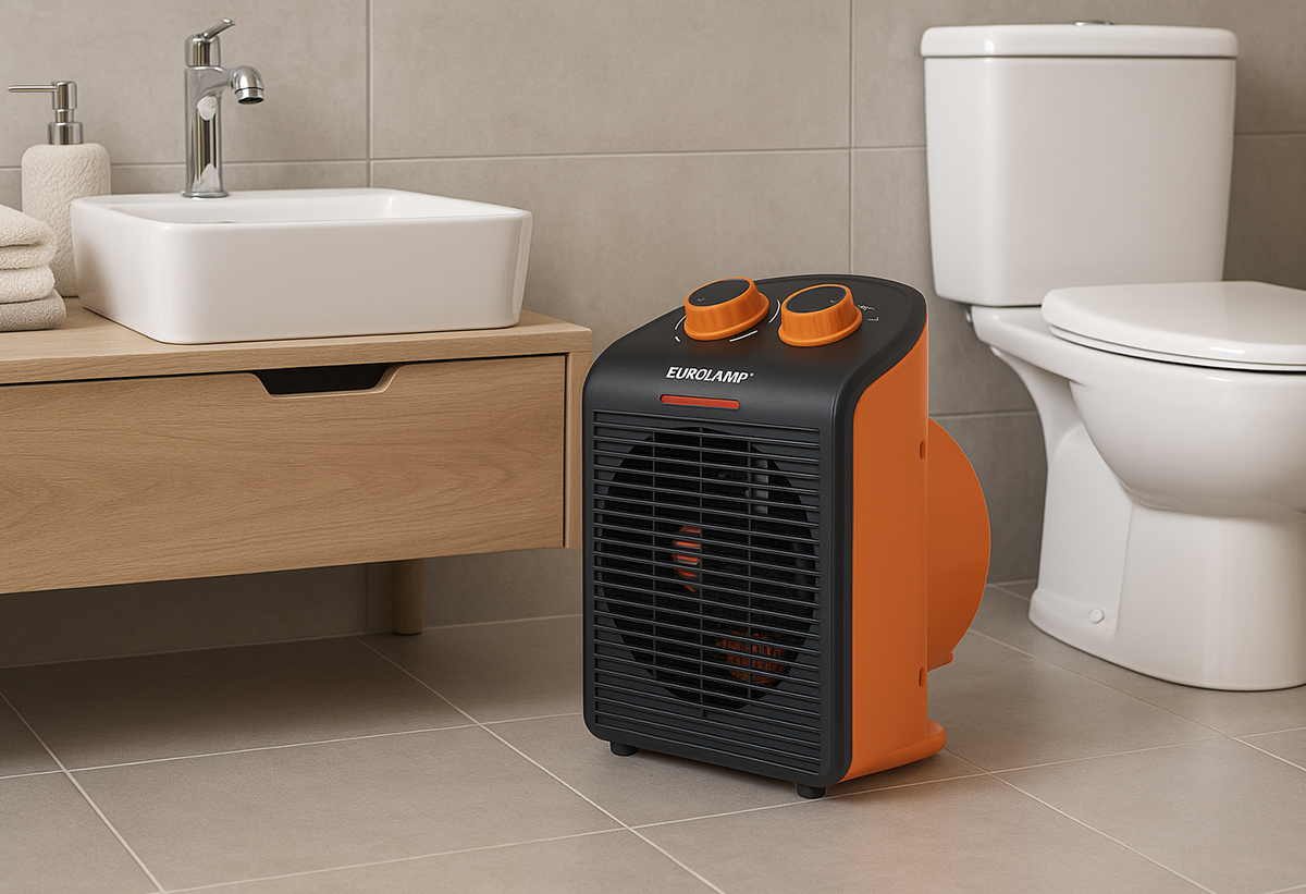 Απεικονίζεται το αερόθερμο σε μπάνιο.